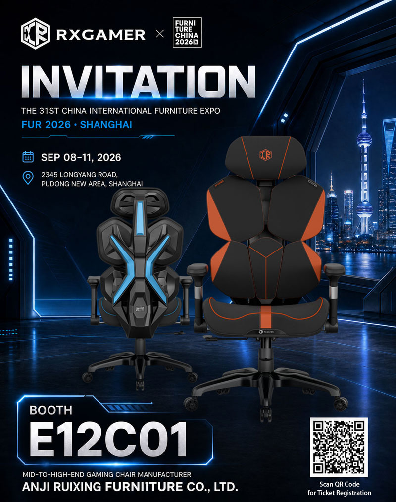 ANJI RUIXING FURNITURE CO., LTD. เพื่อจัดแสดงนวัตกรรมการเล่นเกมและโซลูชั่นเก้าอี้สำนักงานที่ FURNITURE CHINA 2026